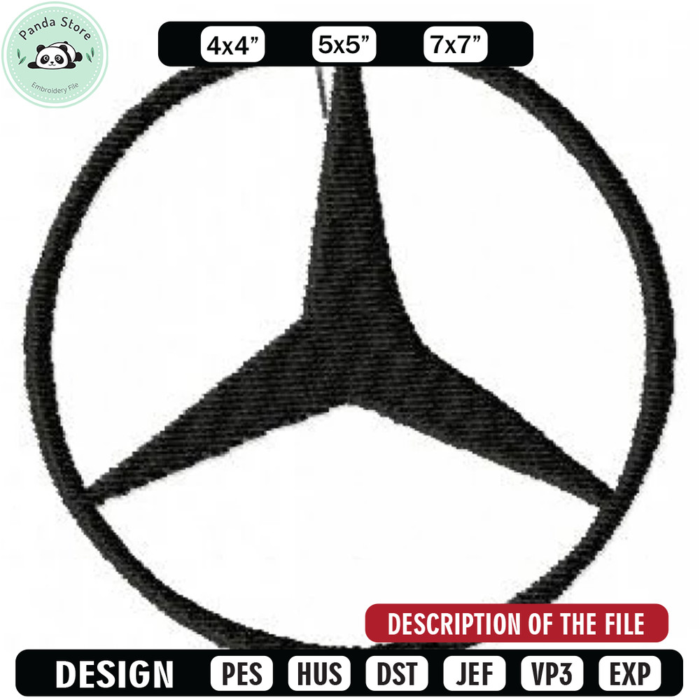 Mercedes car logo embroidery design, Embroidered shirt, Car Embroidery, Car design, Logo design, digital download.jpg