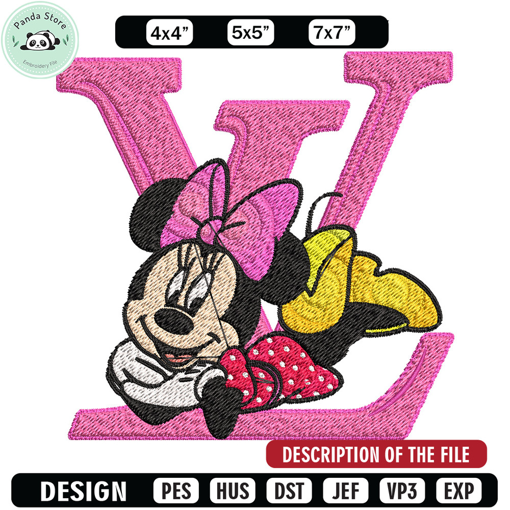 Minnie pink lv Embroidery Design, Lv Embroidery, Brand Embroidery, Embroidery File, Logo shirt, Digital download.jpg