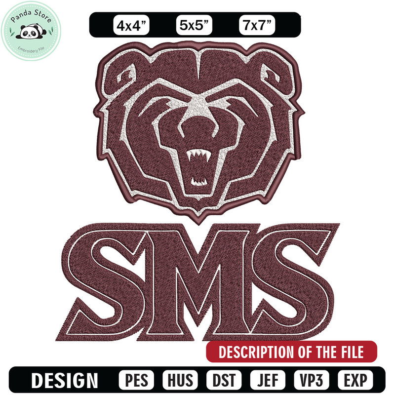 Missouri State logo embroidery design, College embroidery, Sport embroidery, logo sport embroidery, Embroidery design.jpg