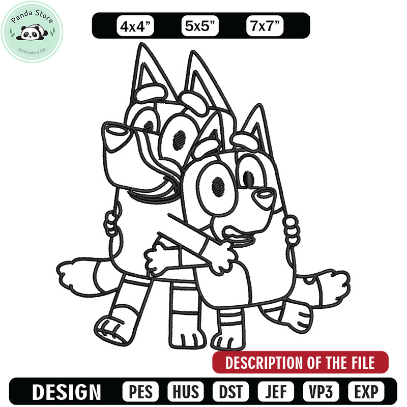Mom and Dad Bluey Coloring Pages Embroidery, Bluey Embroidery, Embroidery File, cartoon design, Digital download.jpg