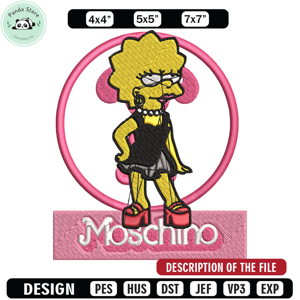 Moschino Milano Lisa Simpson Embroidery design, Simpson Embroidery, cartoon design, Embroidery File, Digital download.jpg