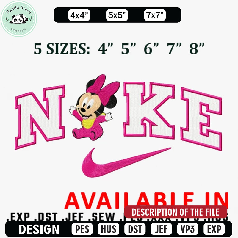 Mouse baby x nike embroidery design, Embroidered shirt, Brand Embroidery, Brand design, Brand shirt, digital download.jpg