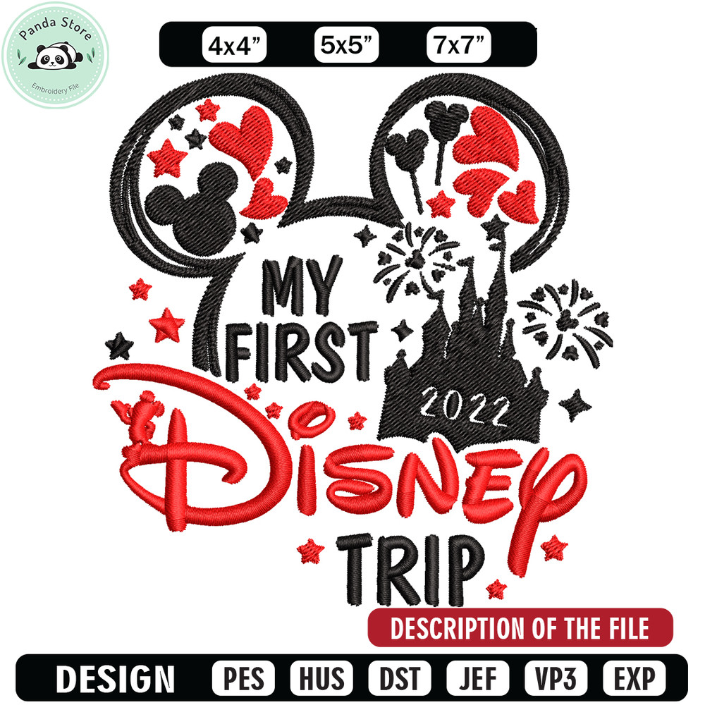 My First Disney Trip Embroidery design, Disney Embroidery, Disney design, Embroidery File, Digital download.jpg