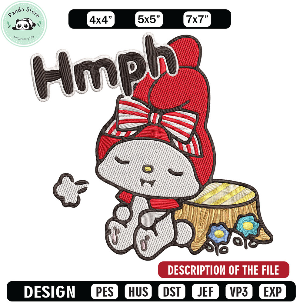 My Melody hmph Embroidery Design, Hello kitty Embroidery, Embroidery File, Anime Embroidery, Digital download.jpg