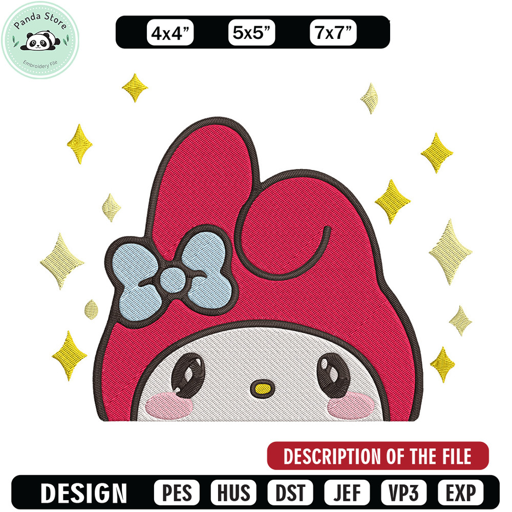 My Melody Peek Embroidery Design, Hello kitty Embroidery, Embroidery File, Anime Embroidery,Anime shirt,Digital download.jpg
