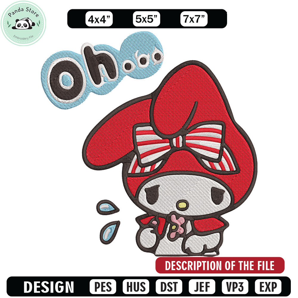 My Melody sad Embroidery Design, Hello kitty Embroidery, Embroidery File, Anime Embroidery, Digital download.jpg