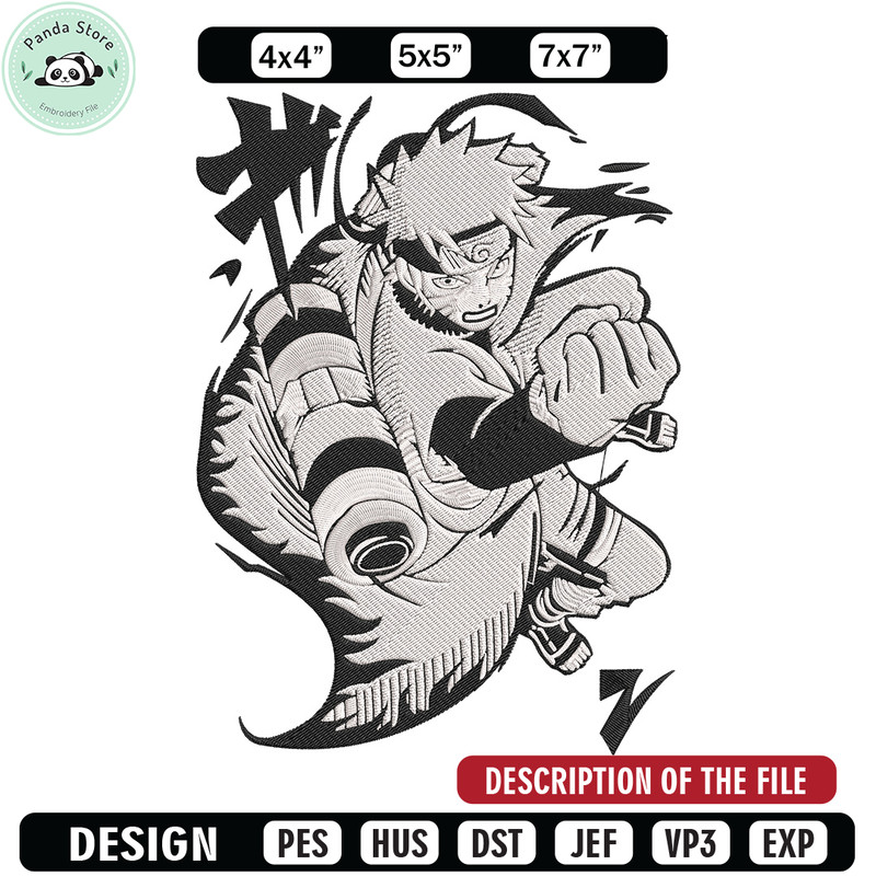 Naruto black white Embroidery Design, Naruto Embroidery, Embroidery File, Anime Embroidery, Anime shirt,Digital download.jpg