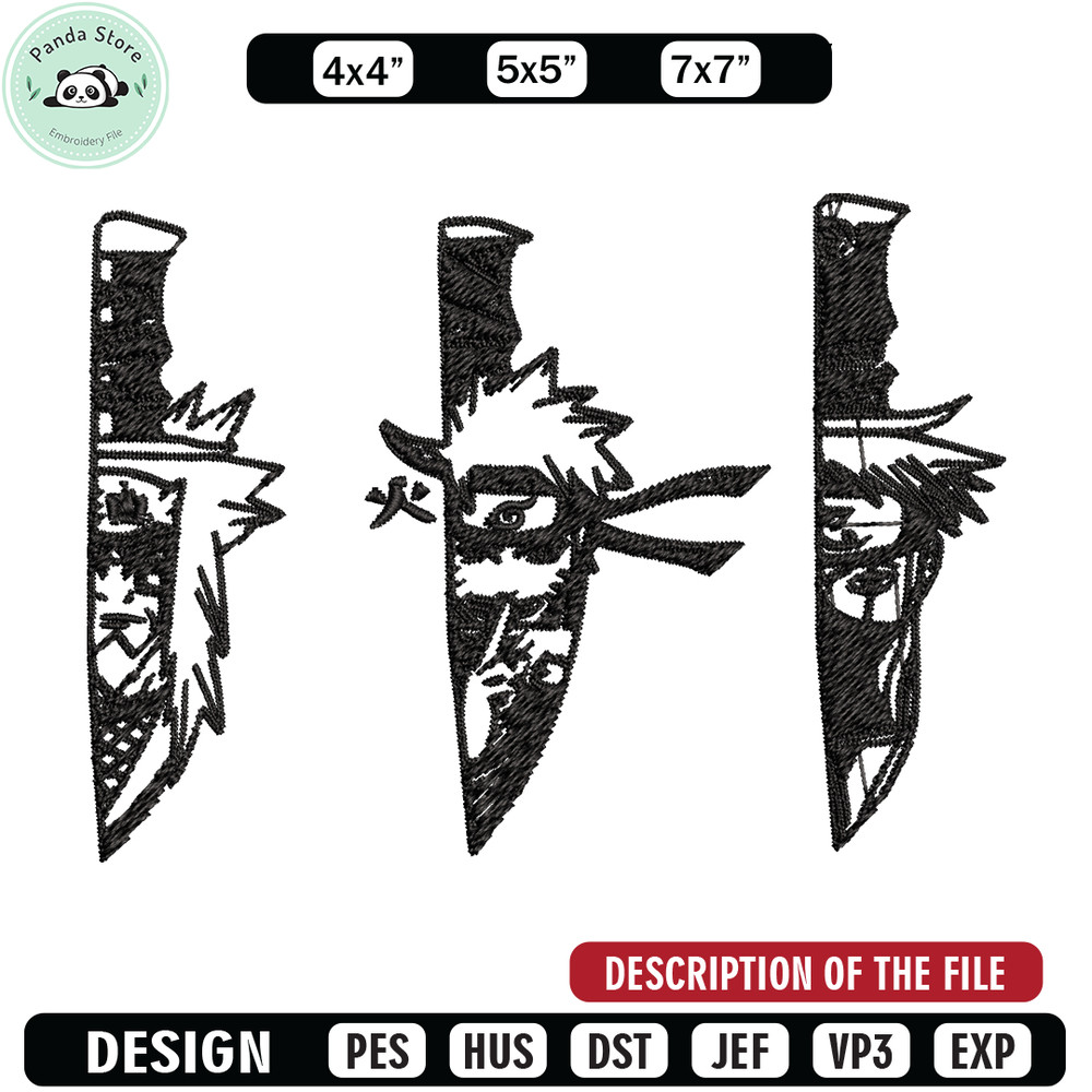 Naruto Character In Knife Embroidery design, Naruto Embroidery, anime design, Embroidery File, Instant download.jpg