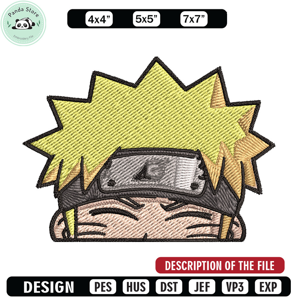 Naruto Peeker Embroidery Design, Naruto Embroidery, Embroidery File, Anime Embroidery, Anime shirt, Digital download.jpg