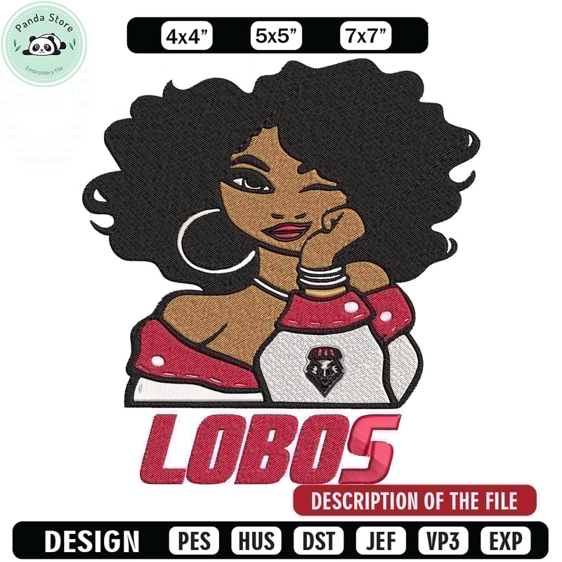 New Mexico Lobos Girl embroidery design, NCAA embroidery, Embroidery design, Logo sport embroidery, Sport embroidery.jpg