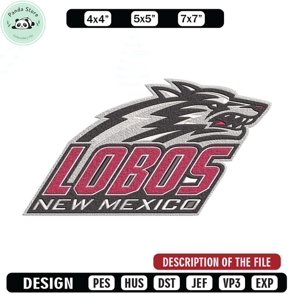 New Mexico Lobos logo embroidery design, Sport embroidery, logo sport embroidery, Embroidery design, NCAA embroidery 1.jpg