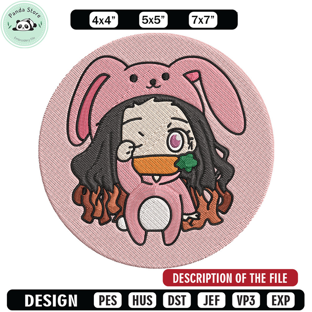 Nezuko cute Embroidery Design, Demon slayer Embroidery, Embroidery File, Anime Embroidery, Digital download.jpg