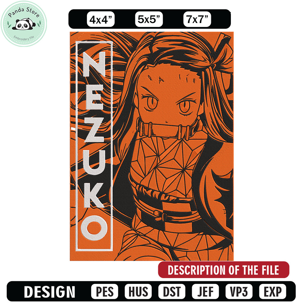 Nezuko kamado Embroidery Design, Demon slayer Embroidery,Embroidery File, Anime Embroidery, Anime shirt,Digital download.jpg