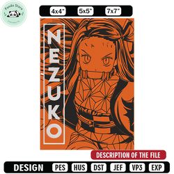 nezuko kamado embroidery design, demon slayer embroidery,embroidery file, anime embroidery, anime shirt,digital download
