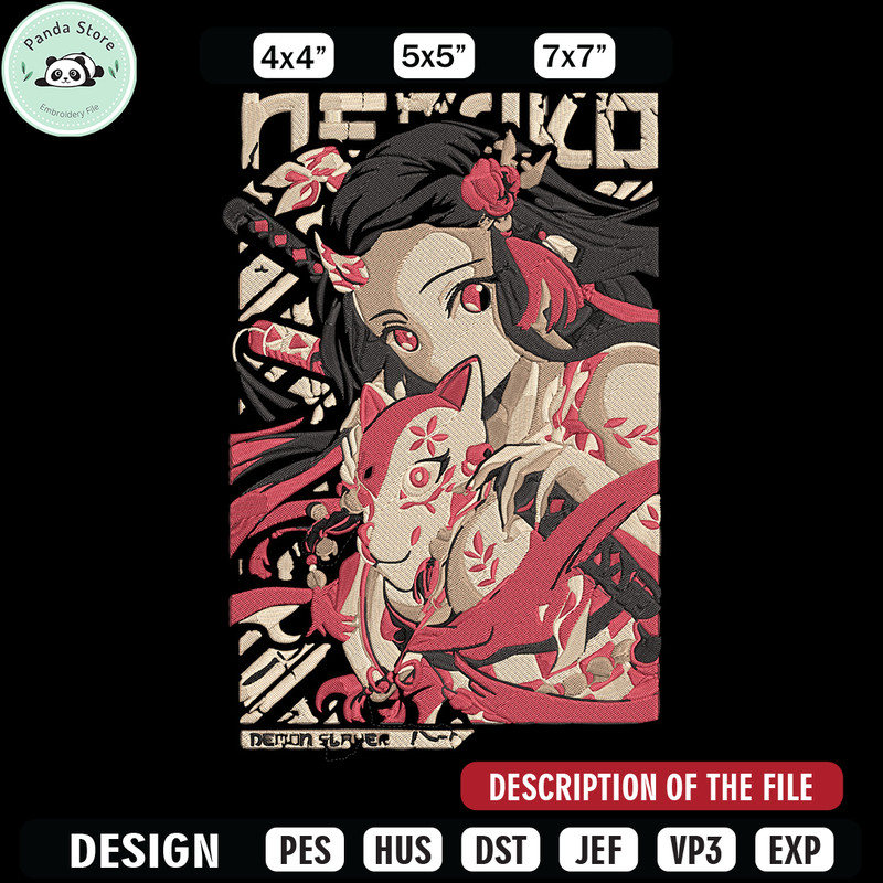 Nezuko poster Embroidery Design, Demon slayer Embroidery, Embroidery File, Anime Embroidery, Digital download.jpg