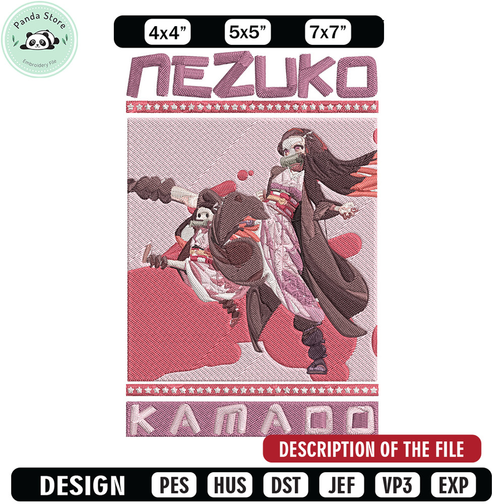 Nezuko poster Embroidery Design, Demon slayer Embroidery, Embroidery File,Anime Embroidery,Anime shirt,Digital download.jpg