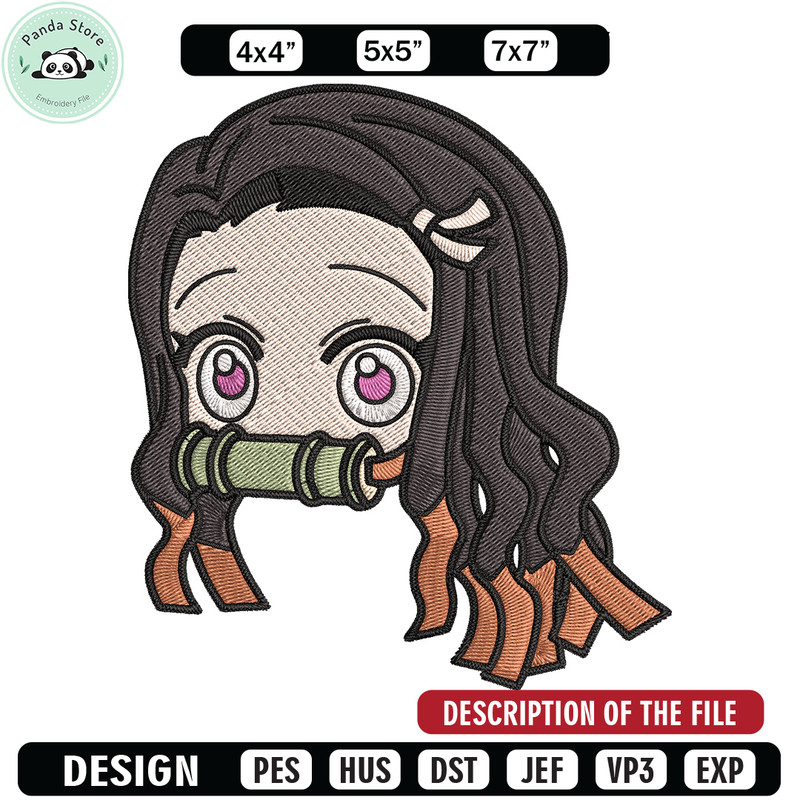 Nezuko sticker Embroidery Design, Demon slayer Embroidery, Embroidery File, Anime Embroidery, Digital download.jpg