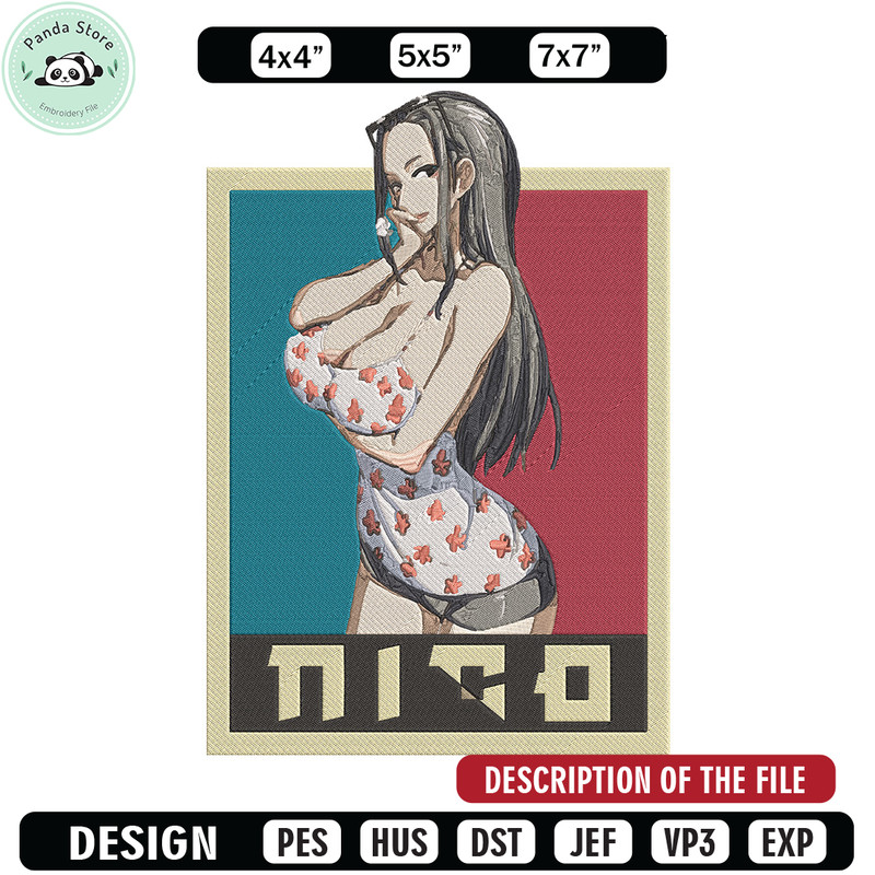 Nico Robin Embroidery Design, One piece Embroidery, Embroidery File, Anime Embroidery, Anime shirt, Digital download.jpg
