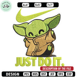 nike baby yoda embroidery design, nike baby yoda cartoon embroidery, nike design, embroidery file, instant download
