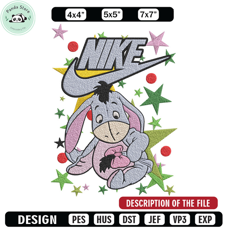 Nike Eeyore Embroidery Design, Pooh Embroidery, Embroidery File, Nike Embroidery, Anime shirt, Digital download.jpg