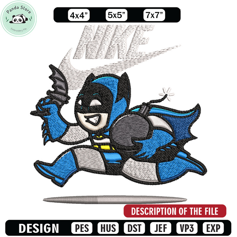 Nike Funny Batman Embroidery design, Batman cartoon Embroidery, Nike design, Embroidery file, Instant download.jpg