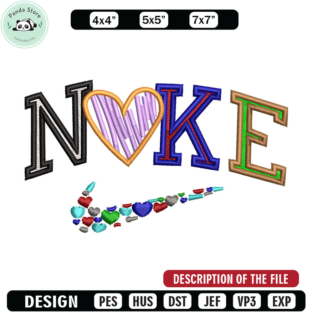 Nike heart color embroidery design, Logo embroidery, Nike design, Embroidery shirt, Embroidery file, Digital download.jpg
