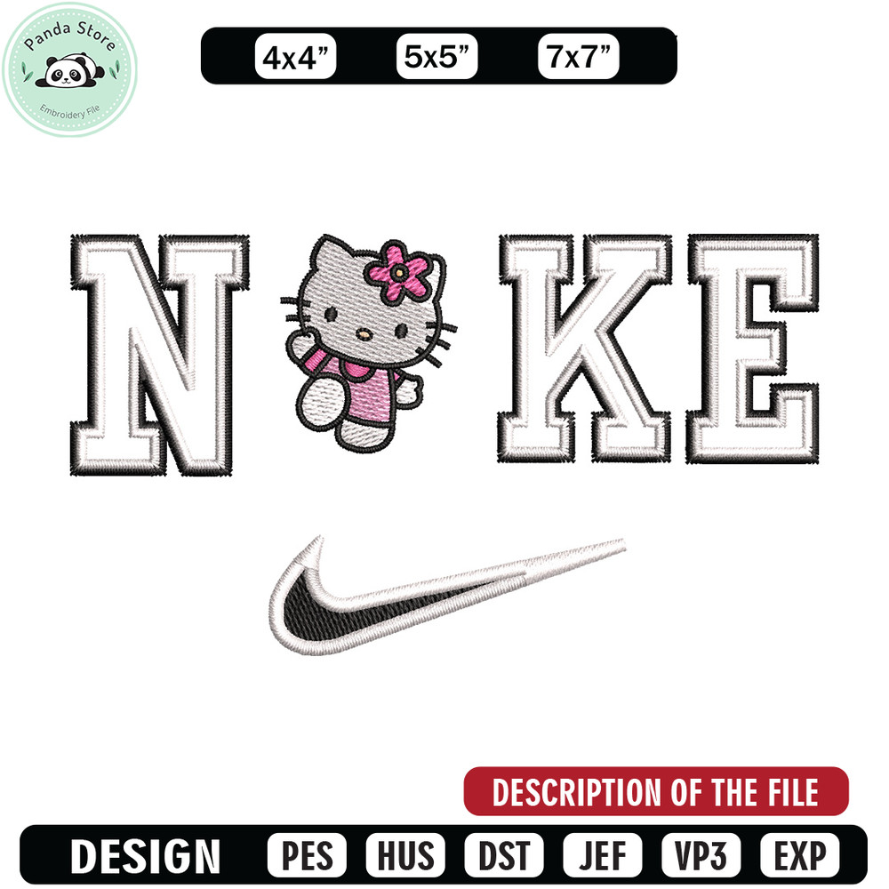 Nike kitty embroidery design, Hello kitty embroidery, Emb design, Embroidery shirt, Embroidery file, Digital download.jpg