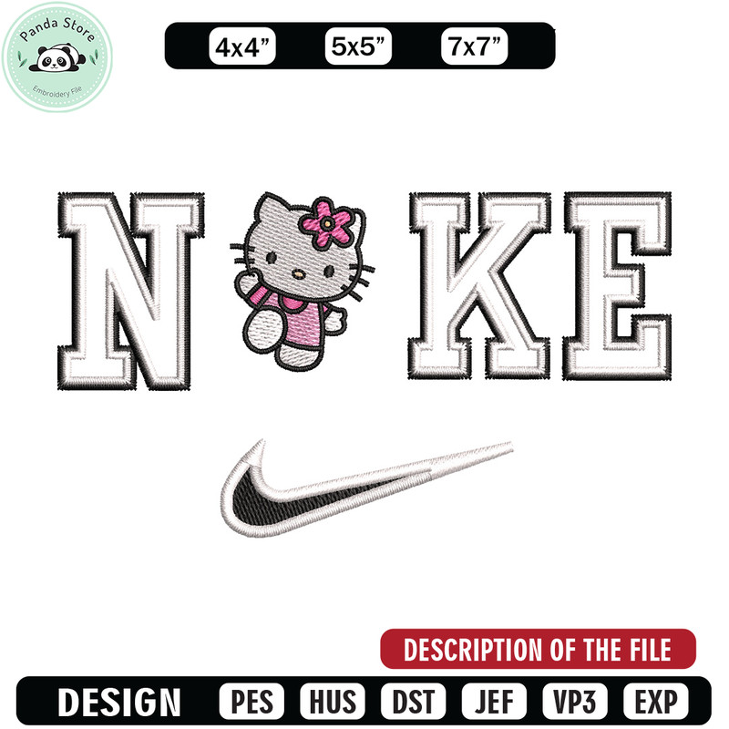 Nike kitty embroidery design, Hello kitty embroidery, Emb design, Embroidery shirt, Embroidery file, Digital download.jpg