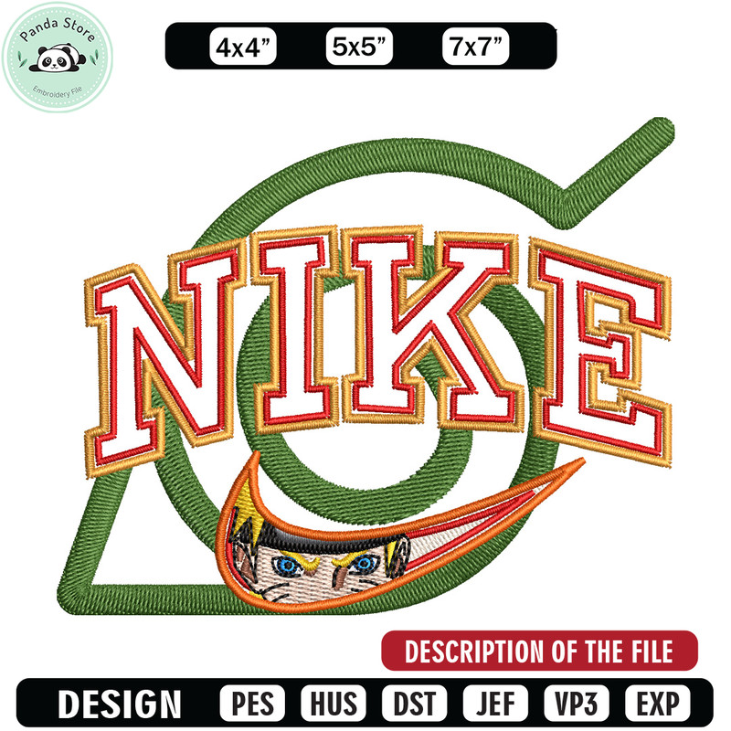 Nike konoha logo embroidery design, Naruto embroidery, Nike design,Embroidery shirt, Embroidery file, Digital download.jpg