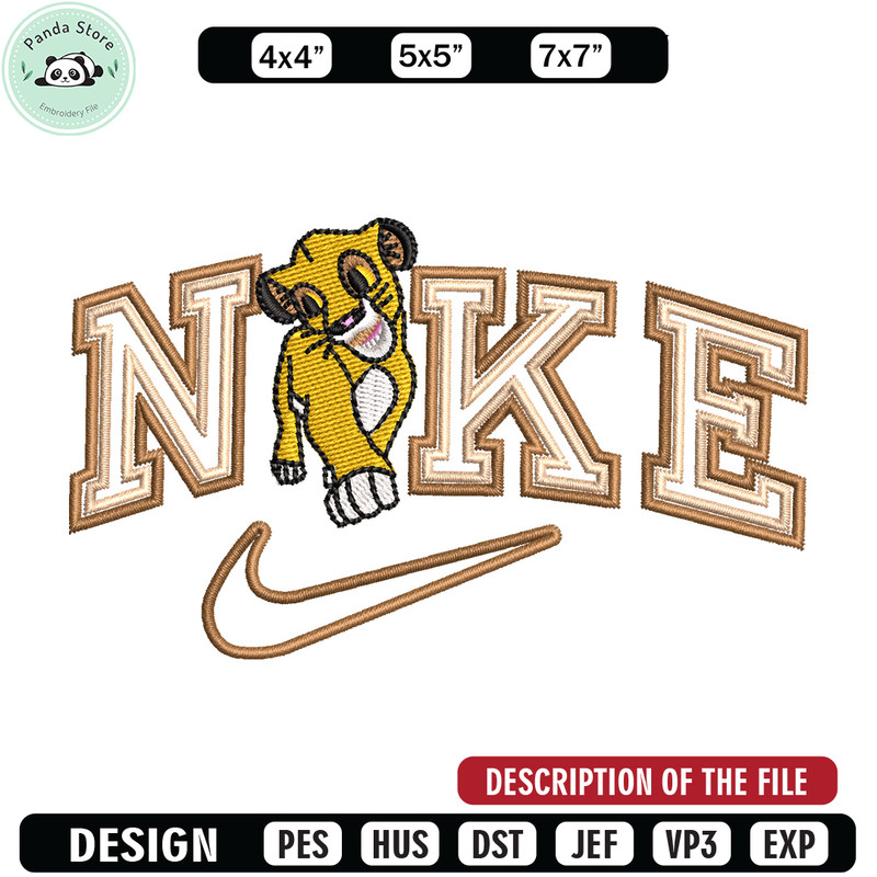 Nike lion child embroidery design, Lion king embroidery,Nike design, Embroidery shirt, Embroidery file, Digital download.jpg