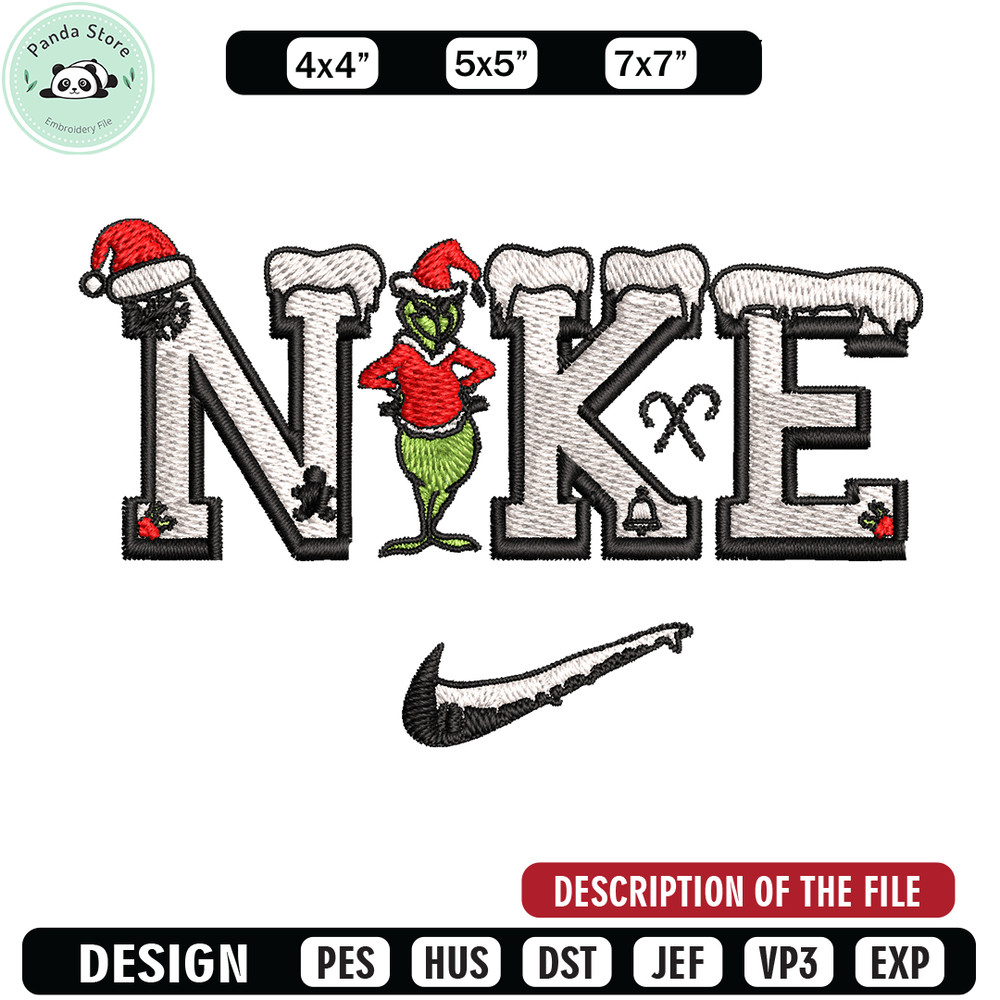 Nike Logo Grinch Merry Christmas Embroidery design, Grinch Embroidery, Nike design, Embroidery File, Digital download.jpg