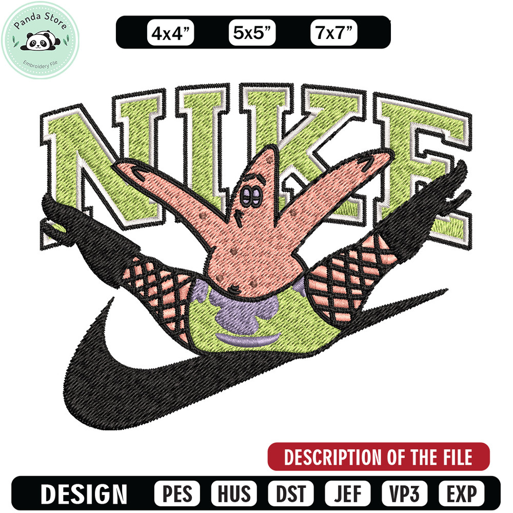 Nike patrick Embroidery Design, Spongebob Embroidery, Nike Embroidery, Embroidery File, Logo shirt, Digital download.jpg