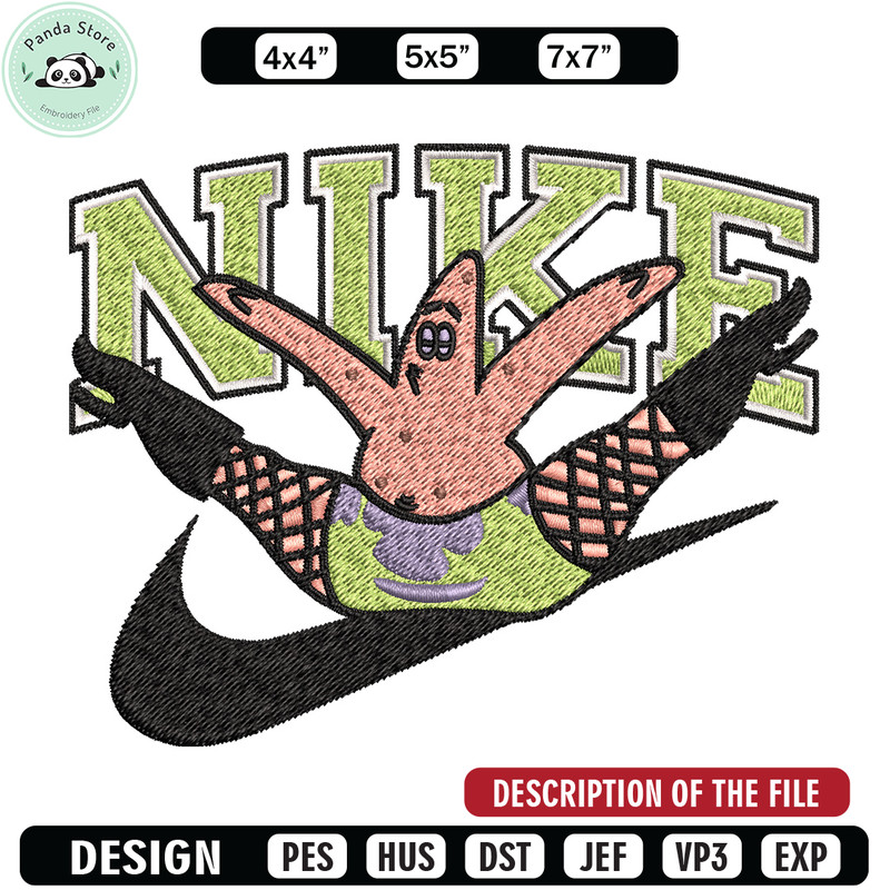 Nike patrick Embroidery Design, Spongebob Embroidery, Nike Embroidery, Embroidery File, Logo shirt, Digital download.jpg