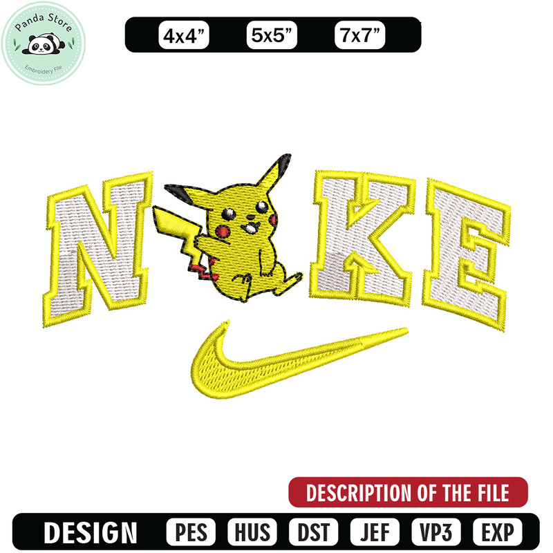 Nike pikachu embroidery design, Pokemon embroidery, Nike design, Embroidery shirt, Embroidery file, Digital download.jpg