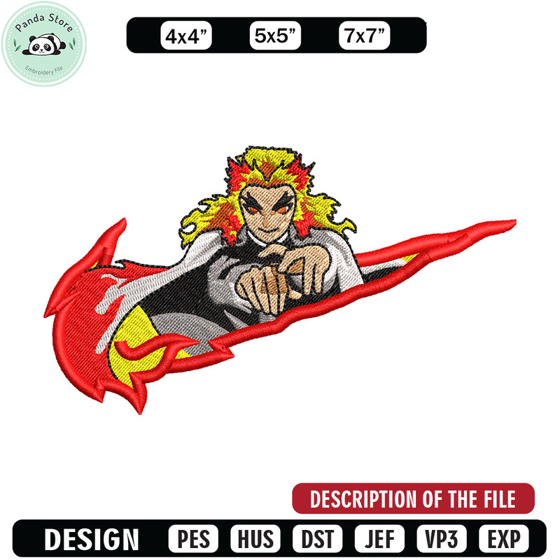 Nike Rengoku embroidery design, Kimetsu no Yaiba embroidery, Nike design, anime design, anime shirt, Digital download.jpg