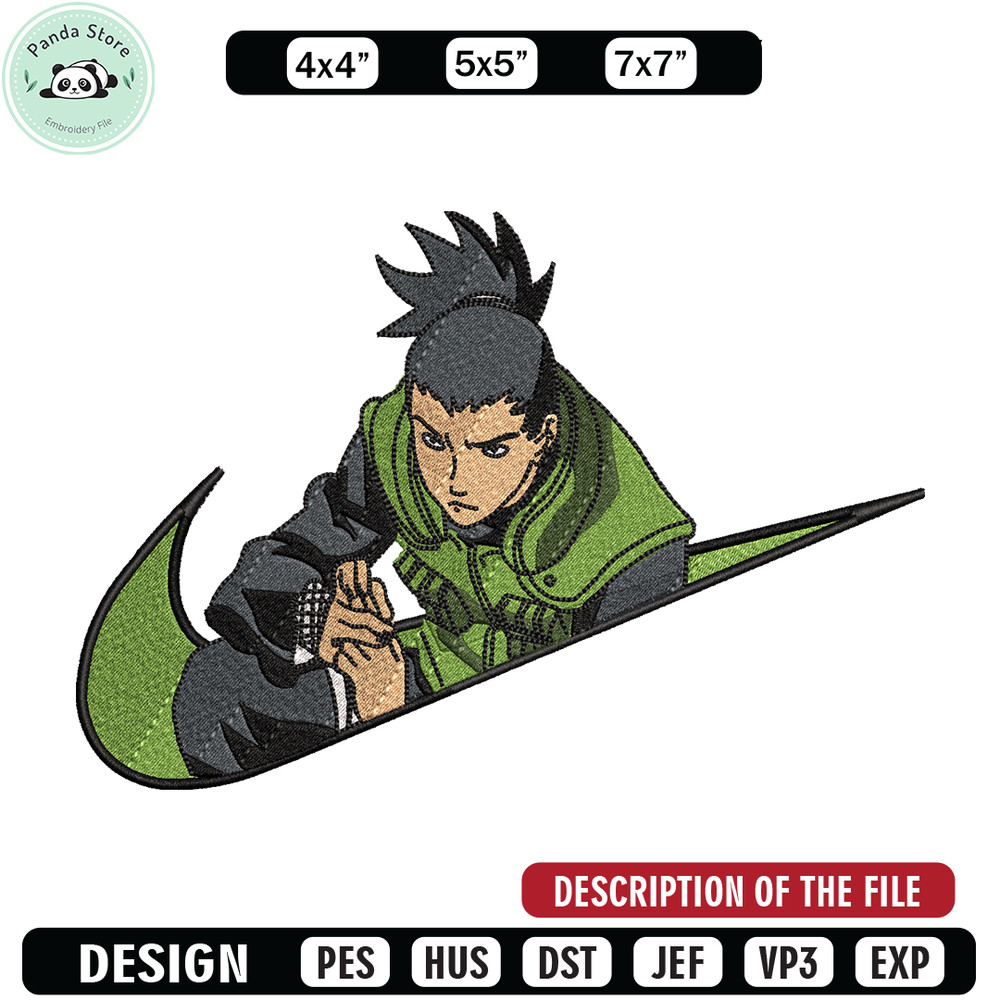 Nike Shikamaru embroidery design, Naruto embroidery, Nike design, anime design, anime shirt, Digital download.jpg