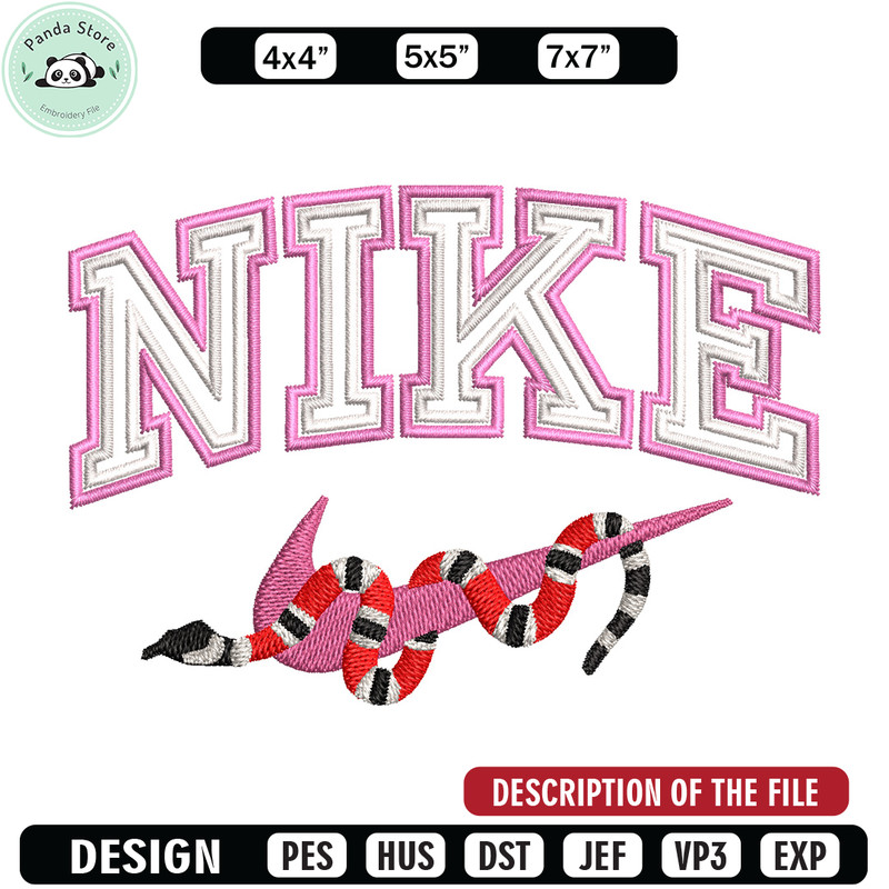 Nike snake embroidery design, Snake embroidery, Nike design, Embroidery shirt, Embroidery file, Digital download.jpg