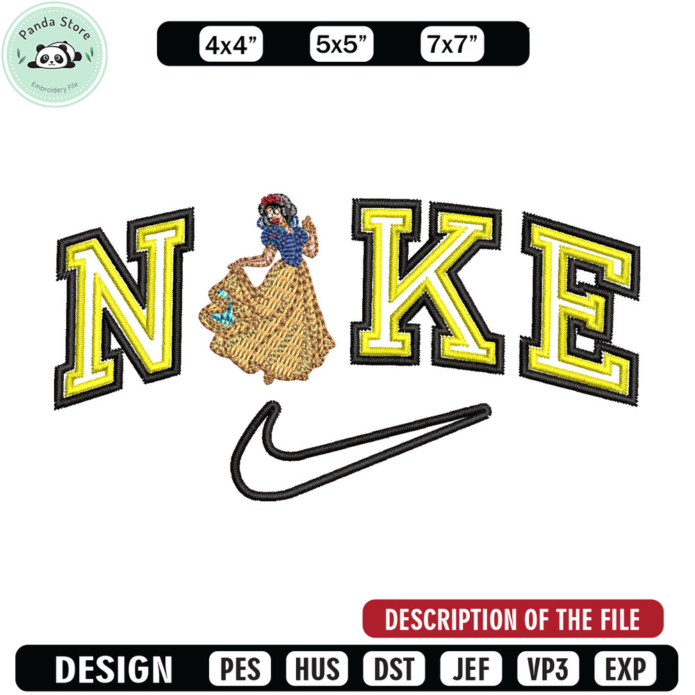 Nike snow white embroidery design, Disney embroidery, Nike design, Embroidery shirt, Embroidery file,Digital download.jpg