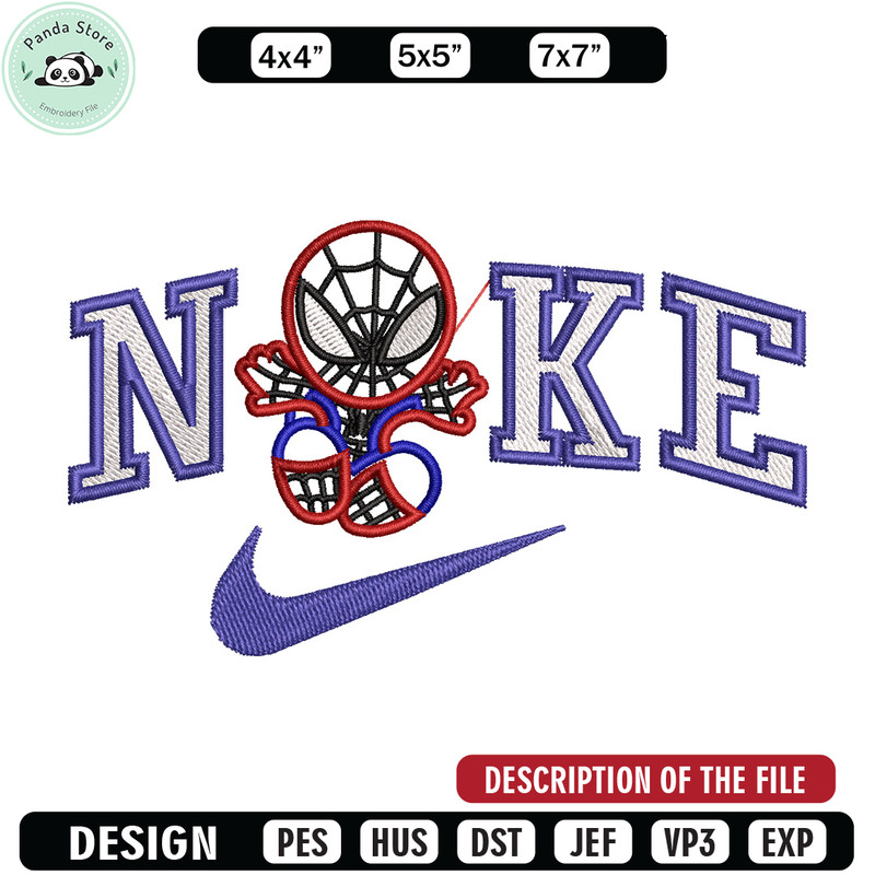 Nike spiderman embroidery design, Marvel embroidery, Nike design, Embroidery file,Embroidery shirt, Digital download.jpg