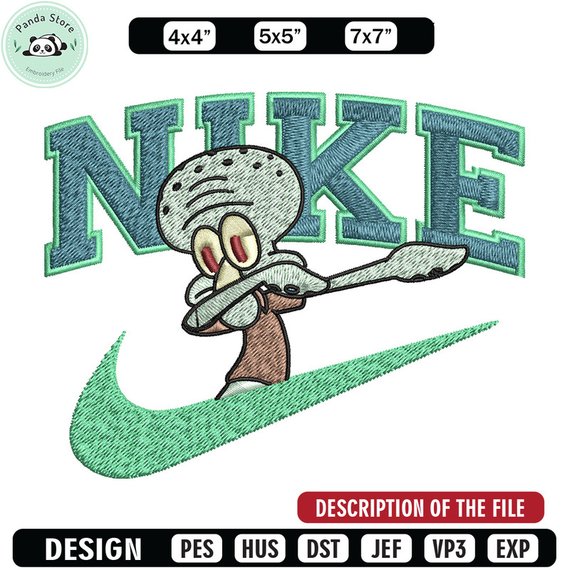 Nike Squidward Embroidery Design, Spongebob Embroidery, Nike Embroidery, Embroidery File, Logo shirt, Digital download.jpg