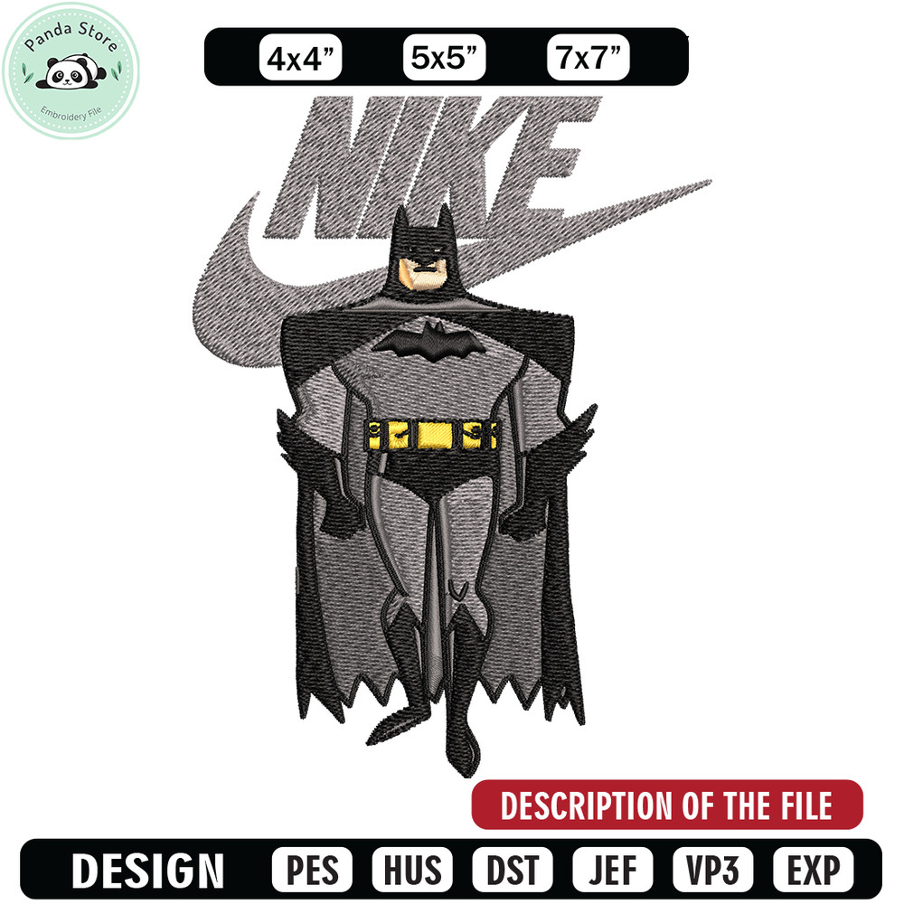 Nike Swoosh Batman Embroidery design, Batman cartoon Embroidery, Nike design, Embroidery file, Instant download.jpg