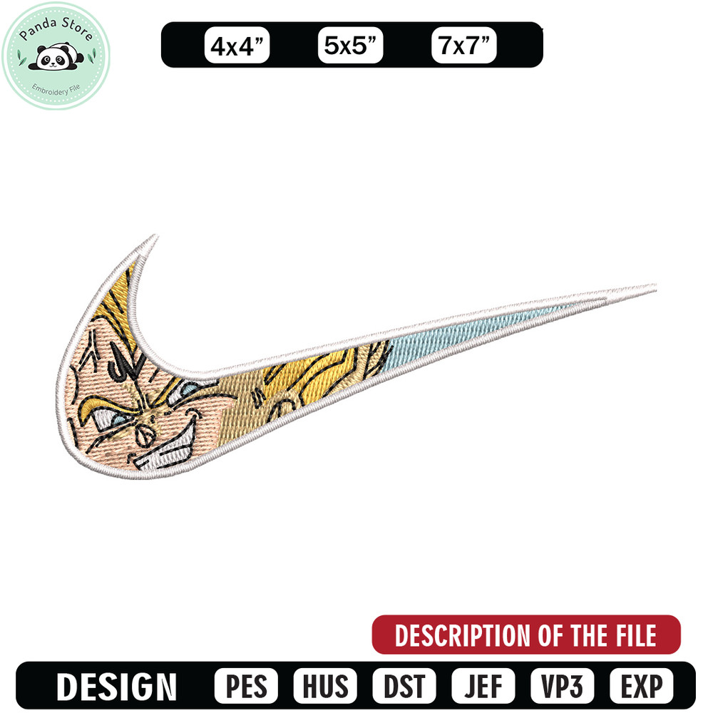 Nike vegeta embroidery design, Dragonball embroidery, Nike design, Embroidery shirt, Embroidery file, Digital download.jpg