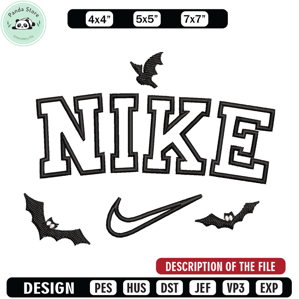 Nike x bat embroidery design, Bat embroidery, Nike design, Embroidery shirt, Embroidery file,Digital download.jpg