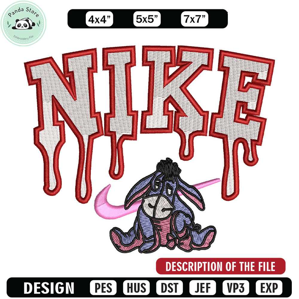Nike x donkey embroidery design, Eeyore embroidery, Nike design, Embroidery shirt, Embroidery file, Digital download.jpg