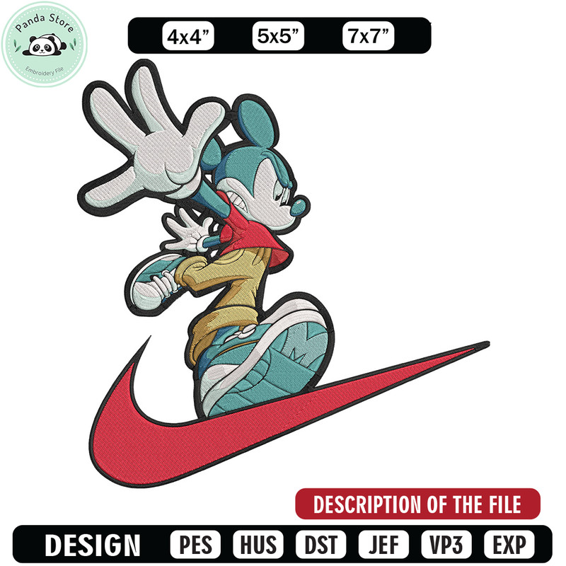 Nike x mickey Embroidery Design, Mickey Embroidery, Embroidery File, Nike Embroidery, Anime shirt, Digital download.jpg