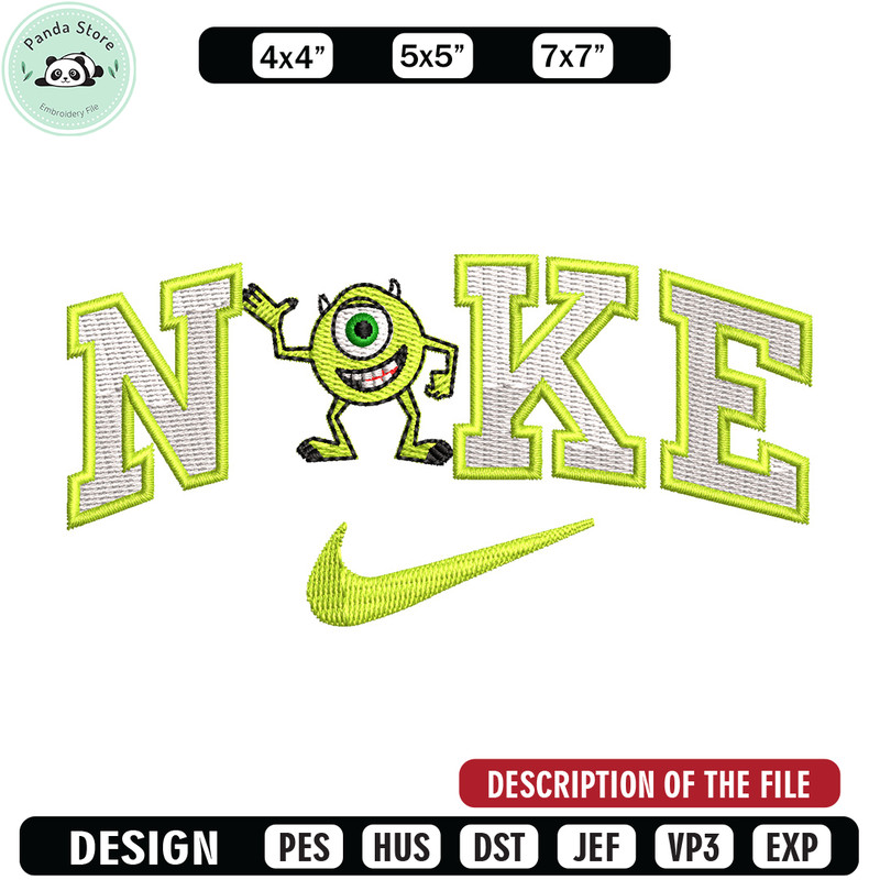 Nike x mike embroidery design, Disney embroidery, Nike design, Embroidery shirt, Embroidery file, Digital download.jpg