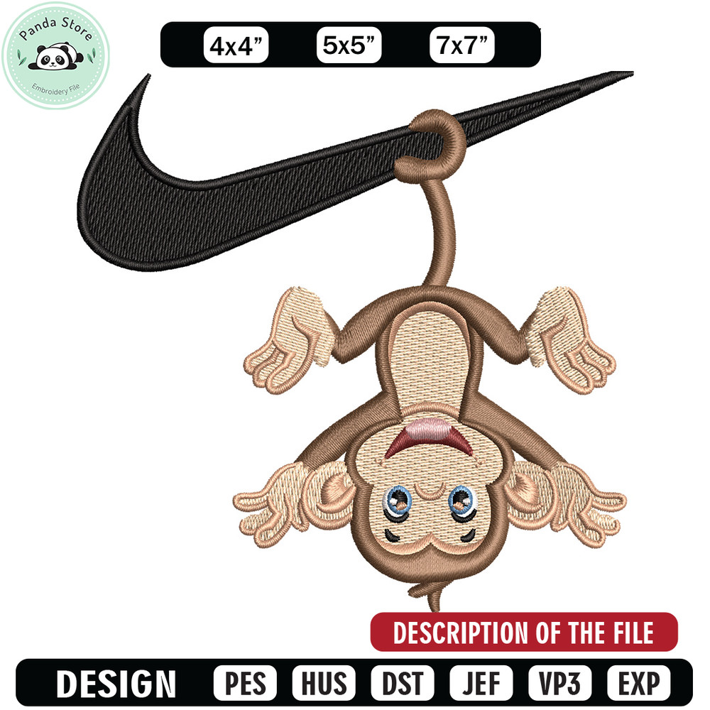 Nike x monkey embroidery design, Monkey embroidery, Nike design, Embroidery shirt, Embroidery file, Digital download.jpg