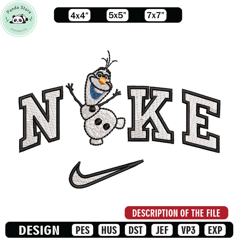 Nike x olaf embroidery design, Disney embroidery, Nike design, Embroidery shirt, Embroidery file, Digital download.jpg