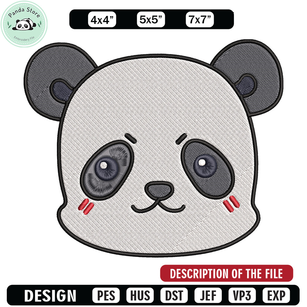 Panda face Embroidery Design, Jujutsu Embroidery, Embroidery File, Anime Embroidery, Anime shirt, Digital download.jpg