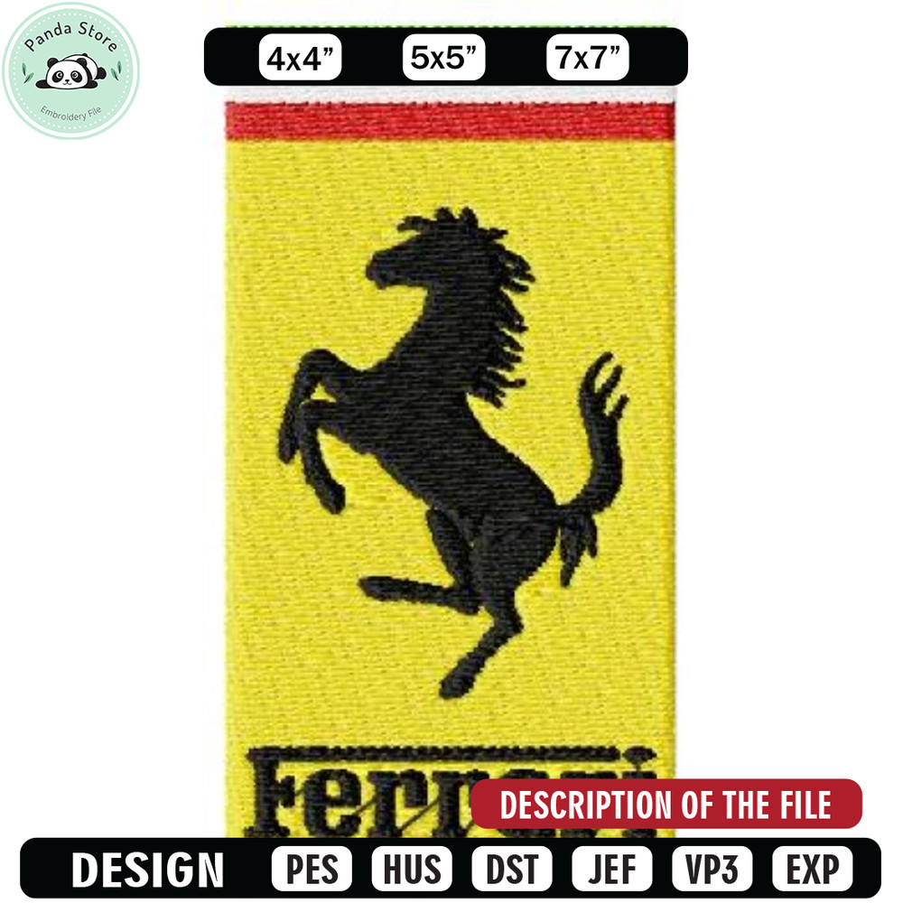 Perrari italian logo embroidery design, Car Embroidery, Car design, Logo design, Embroidered shirt, digital download.jpg